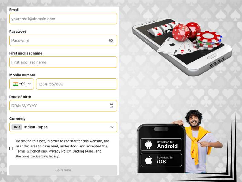 10CRIC: register from the mobile application